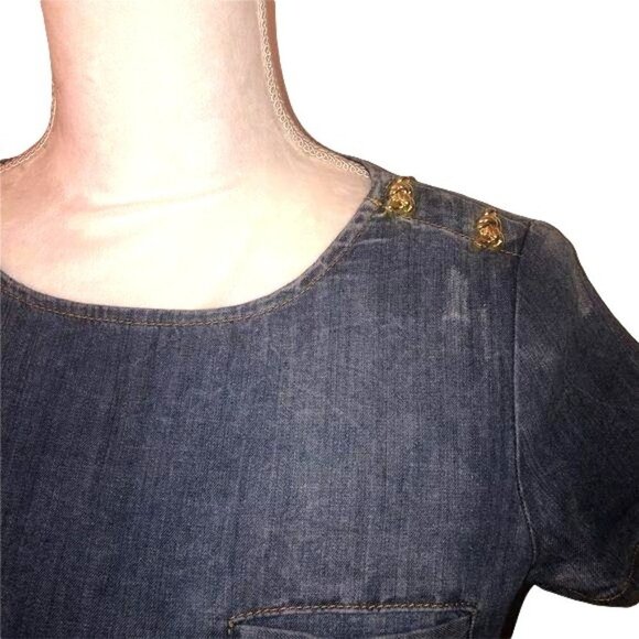 Dsquared2 Dress Size 38 Womens Distressed Denim Belt Snap Short Sleeve Blue - Picture 3 of 15